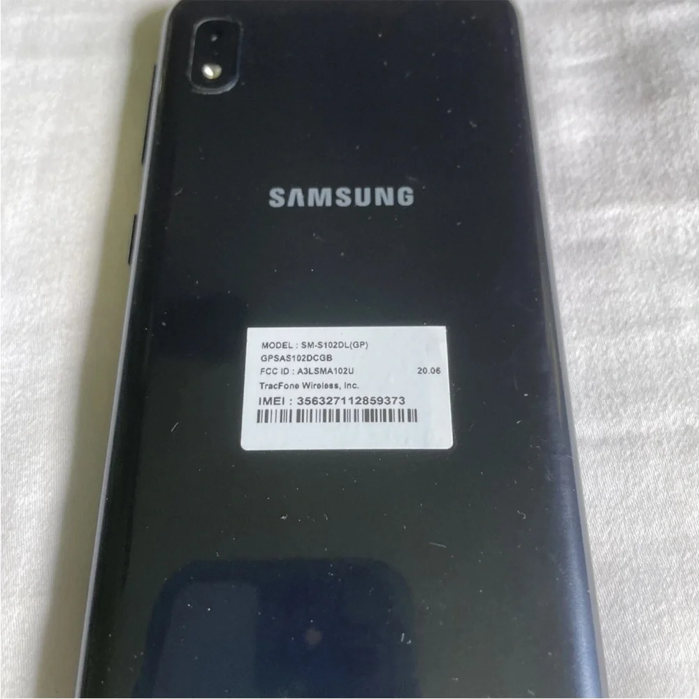 Samsung Smartphone with Black Display Samsung Galaxy A10e locked to track phone